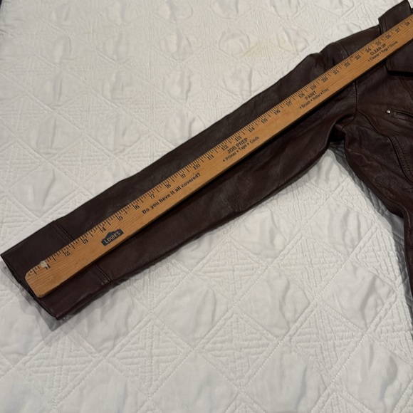 Lambskin woman Brown Leather Moto Jacket size M - Picture 12 of 16